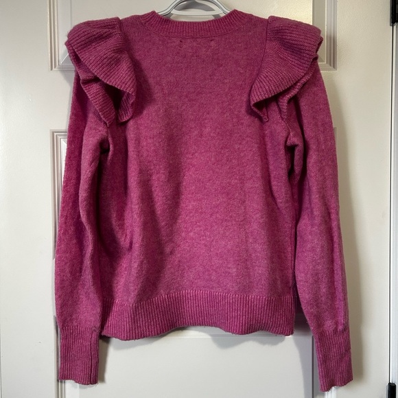LOFT Fuchsia Pink Ruffle Knit Sweater - Picture 3 of 7